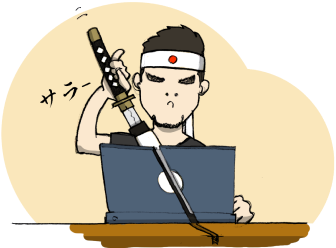 Illustration représentant Jin Suzuki en train de créer une formation avec un sabre dans le dos